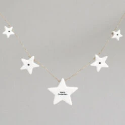 East Of India Porcelain 'Merry Christmas' Stars Garland