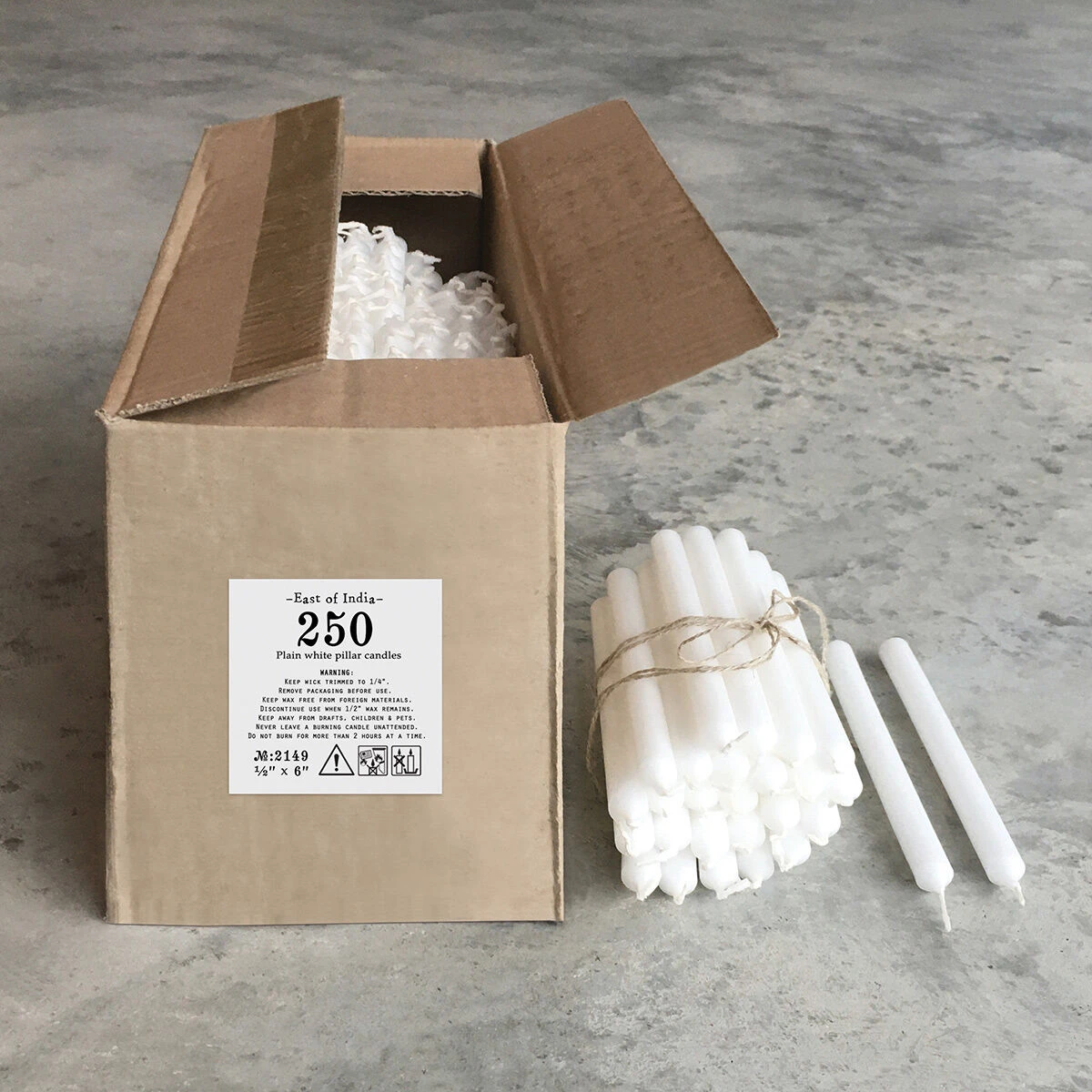 East Of India Box Of 250 6” Pillar Candles 3 East Of India Box Of 250 6” Pillar Candles