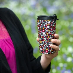 Eco Chic Green Wild Birds Stainless Steel Travel Coffee Cup 15 Eco Chic Green Wild Birds Stainless Steel Travel Coffee Cup -Campusgifts Shop eco chic flowers stainlesssteel travel cup