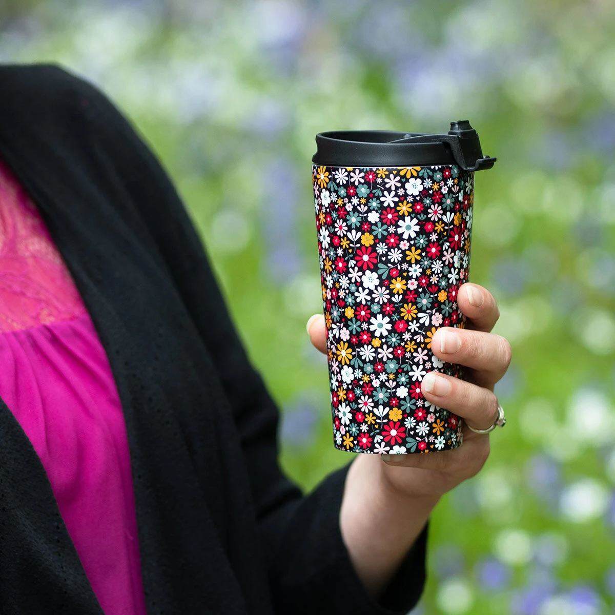 Eco Chic Green Wild Birds Stainless Steel Travel Coffee Cup 9 Eco Chic Green Wild Birds Stainless Steel Travel Coffee Cup - Image 7