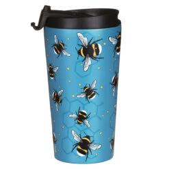 Eco Chic Blue Bees Stainless Steel Travel Coffee Cup -Campusgifts Shop eco chic n01 blue bees stainless steel travel coffee cup 02m