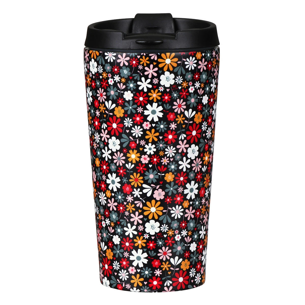 Eco Chic Black Ditsy Flowers Stainless Steel Travel Coffee Cup 3 Eco Chic Black Ditsy Flowers Stainless Steel Travel Coffee Cup