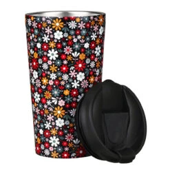 Eco Chic Black Ditsy Flowers Stainless Steel Travel Coffee Cup 9 Eco Chic Black Ditsy Flowers Stainless Steel Travel Coffee Cup -Campusgifts Shop eco chic n014 disty black flowers stainless steel travel coffee cup 02