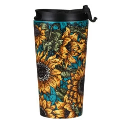 Eco Chic Sunflowers Stainless Steel Travel Coffee Cup -Campusgifts Shop eco chic n015 sunflowers stainless steel travel coffee cup 03