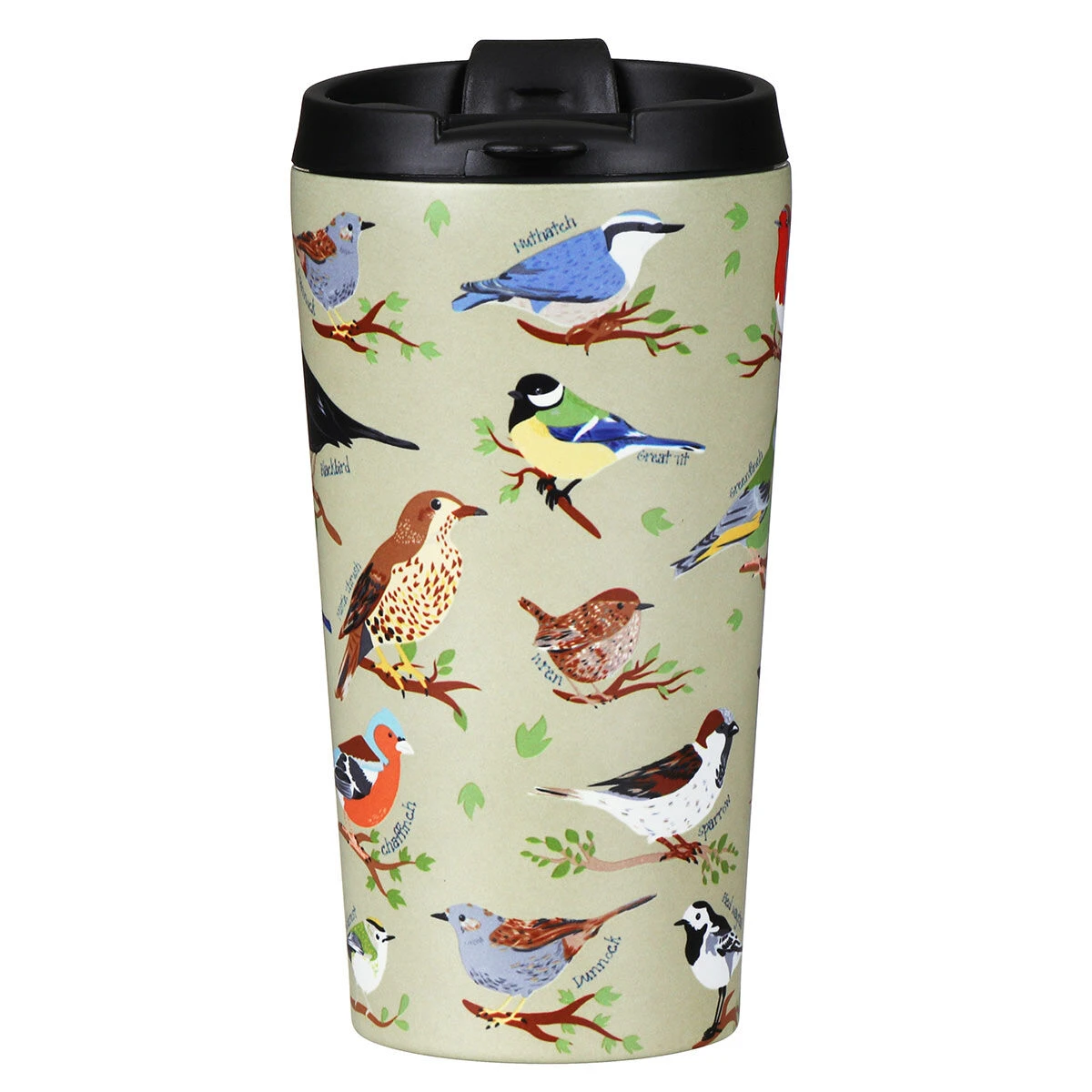 Eco Chic Green Wild Birds Stainless Steel Travel Coffee Cup 3 Eco Chic Green Wild Birds Stainless Steel Travel Coffee Cup