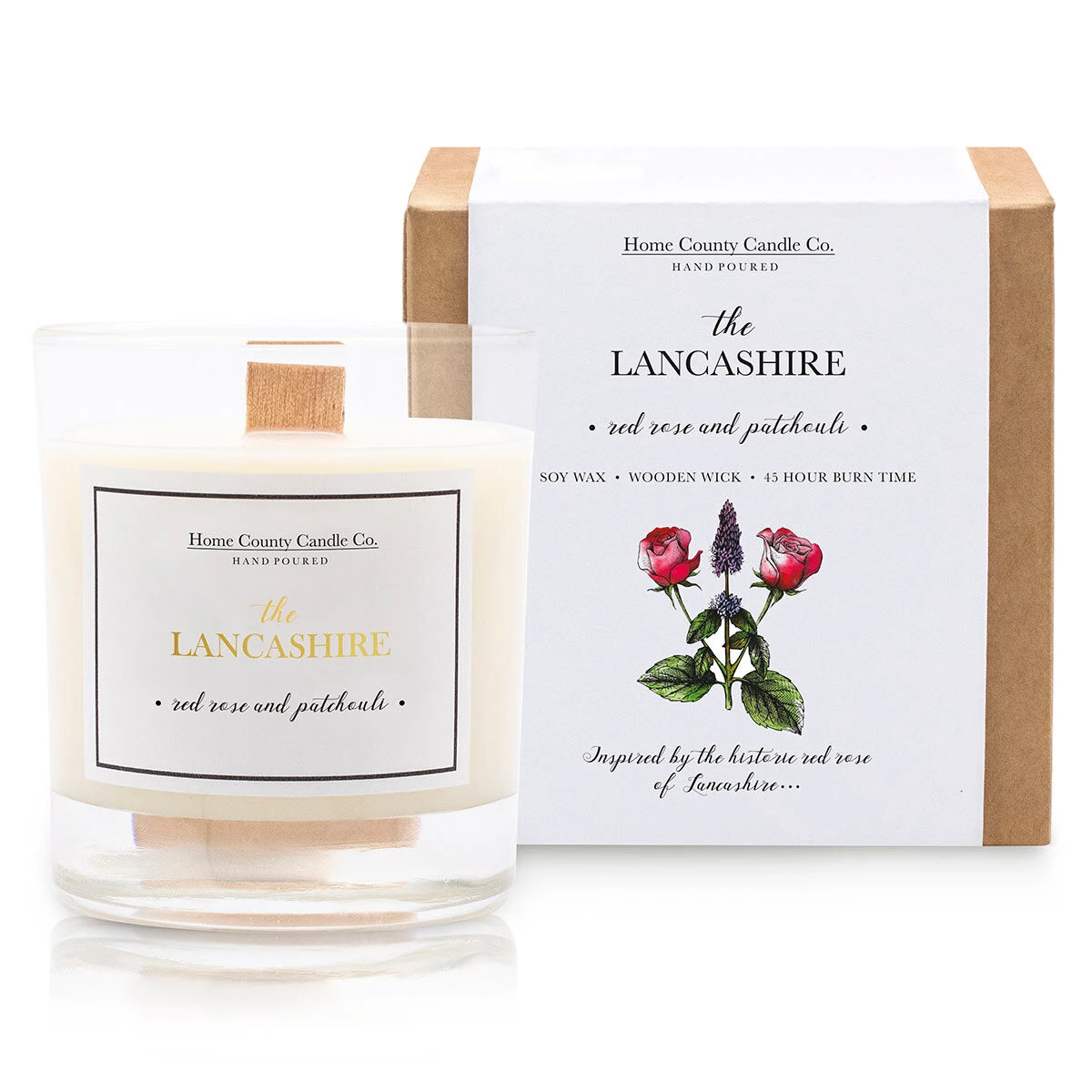 Home County Candle Co. The Lancashire - Red Rose & Patchouli Soy Candle 3 Home County Candle Co. The Lancashire - Red Rose & Patchouli Soy Candle