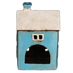 Shudehill Village Pottery Heart House Bright Blue Tealight Holder -Campusgifts Shop joe davies 310754 shudehill village pottery heart house blue tealight holder 2