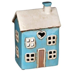 Shudehill Village Pottery Heart House Bright Blue Tealight Holder -Campusgifts Shop joe davies 310754 shudehill village pottery heart house blue tealight holder 3