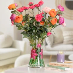 Lynsey Johnstone Hand Painted Lily Hourglass Vase -Campusgifts Shop lesser and pavey lp48328 lily lynsey johnstone vase lifestyle 3