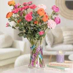 Lynsey Johnstone Hand Painted Dragonfly With Pink Flowers Hourglass Vase 7 Lynsey Johnstone Hand Painted Dragonfly With Pink Flowers Hourglass Vase -Campusgifts Shop lesser and pavey lp48333 dragonfly lynsey johnstone vase lifestyle 3