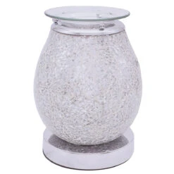 Desire Bulbous Silver Mosaic Aroma Lamp Wax Melt Warmer -Campusgifts Shop lesser pavey lp45319 desire silver mosaic aroma melt warmer 2