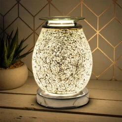 Desire Bulbous Silver Mosaic Aroma Lamp Wax Melt Warmer