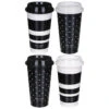 Kate Spade New York Black & White Stripe/Dot Set Of Four Travel Cups -Campusgifts Shop lifeguard press 217049 kate spade travel cup set 1