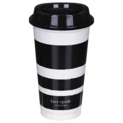 Kate Spade New York Black & White Stripe/Dot Set Of Four Travel Cups -Campusgifts Shop lifeguard press 217049 kate spade travel cup set 5