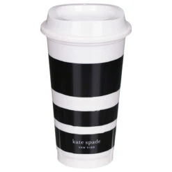 Kate Spade New York Black & White Stripe/Dot Set Of Four Travel Cups -Campusgifts Shop lifeguard press 217049 kate spade travel cup set 7