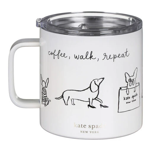 Kate Spade New York Dog Party Stainless Steel Travel Coffee Mug With Handle 2 Kate Spade New York Dog Party Stainless Steel Travel Coffee Mug With Handle -Campusgifts Shop lifeguard press 222643 kate spade dog party stainless steel travel coffee mug 1