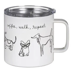 Kate Spade New York Dog Party Stainless Steel Travel Coffee Mug With Handle -Campusgifts Shop lifeguard press 222643 kate spade dog party stainless steel travel coffee mug 3