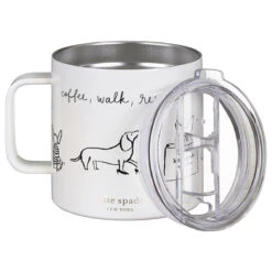 Kate Spade New York Dog Party Stainless Steel Travel Coffee Mug With Handle -Campusgifts Shop lifeguard press 222643 kate spade dog party stainless steel travel coffee mug 5