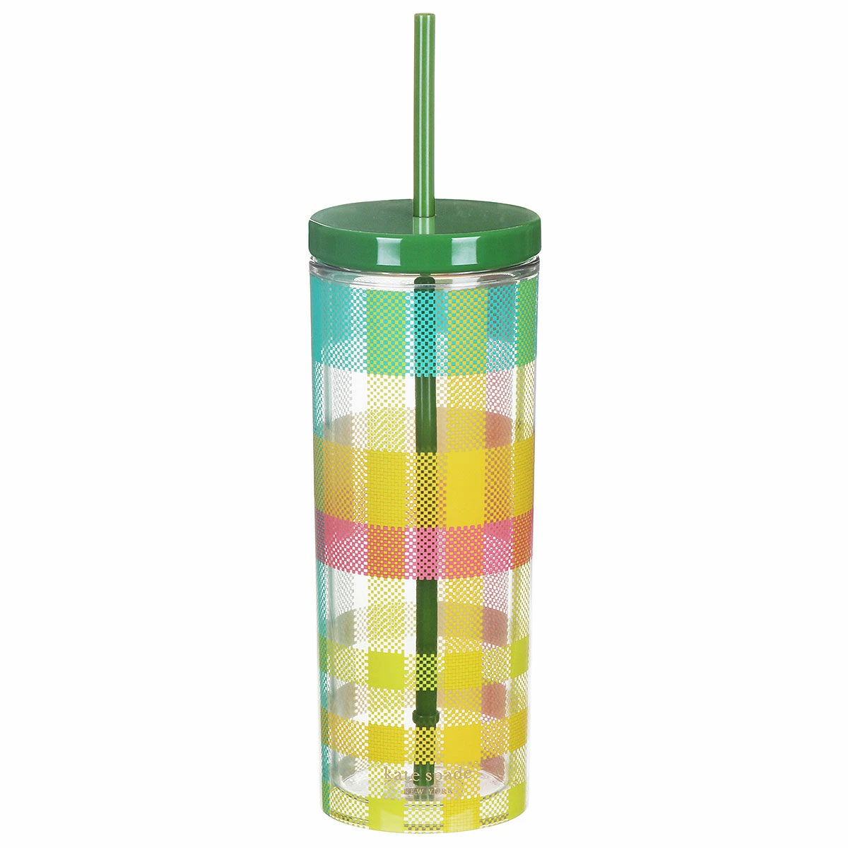 Kate Spade New York Garden Plaid Acrylic Tumbler With Straw 3 Kate Spade New York Garden Plaid Acrylic Tumbler With Straw