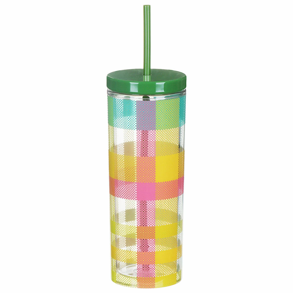 Kate Spade New York Garden Plaid Acrylic Tumbler With Straw 4 Kate Spade New York Garden Plaid Acrylic Tumbler With Straw - Image 2
