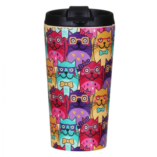 Eco Chic Cats With Glasses Stainless Steel Travel Coffee Cup -Campusgifts Shop n27 eco chic catsglasses stainless steel travel coffee cup 01