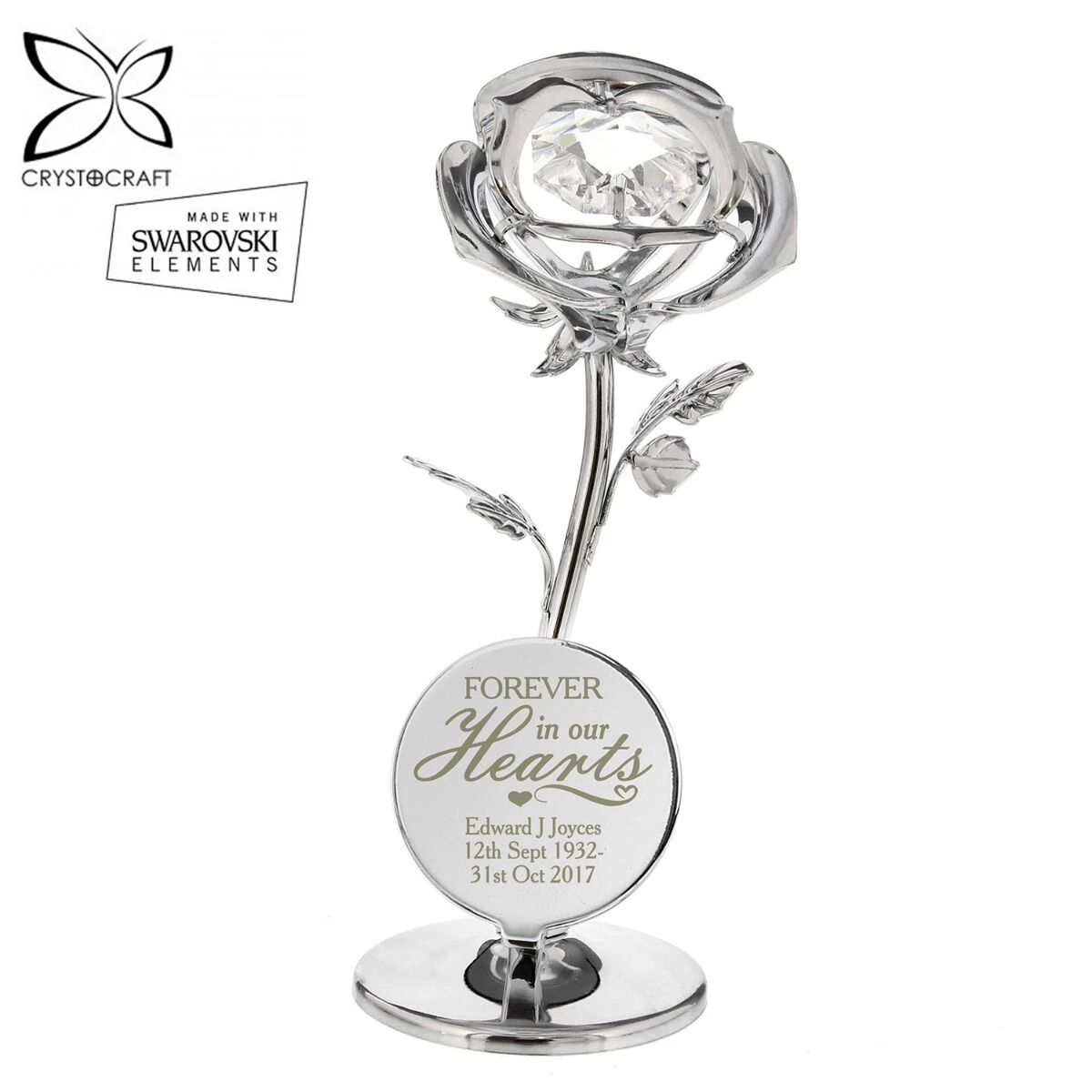Personalised ‘Forever In Our Hearts’ Crystocraft Rose Ornament 5 Personalised ‘Forever In Our Hearts’ Crystocraft Rose Ornament - Image 3