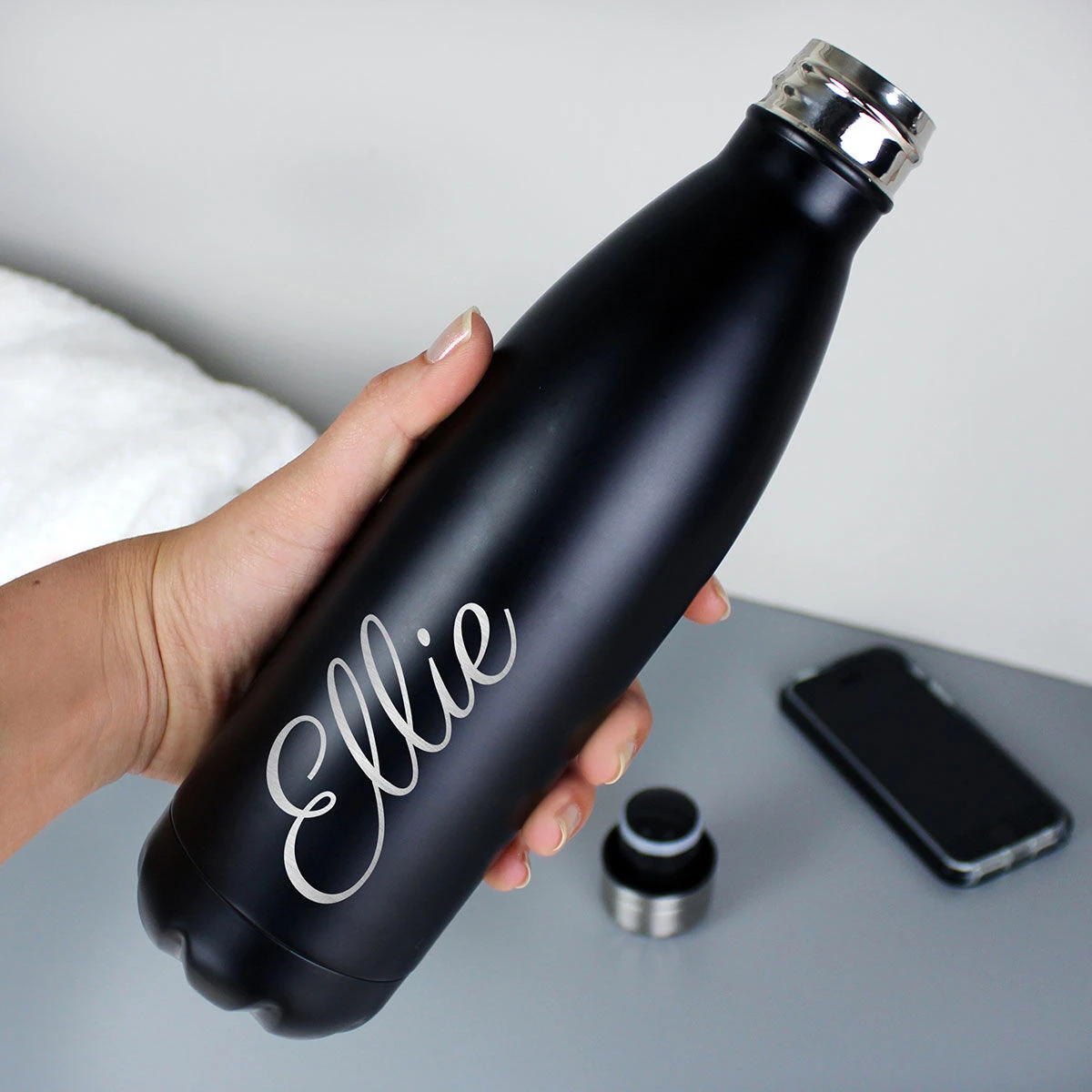 Personalised Black Metal Insulated Drinks Bottle 4 Personalised Black Metal Insulated Drinks Bottle - Image 2
