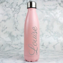 Personalised Pink Metal Insulated Drinks Bottle -Campusgifts Shop p0104l63