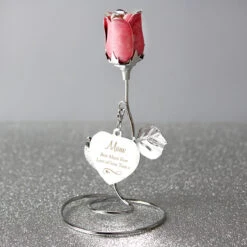 Personalised Swirls & Heart Pink Rose Bud Ornament -Campusgifts Shop p0104m00 2