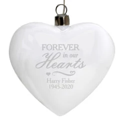 Personalised 'Forever In Our Hearts' LED Hanging Glass Heart -Campusgifts Shop p0107f87 1