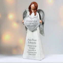 Personalised ‘Forever In Our Hearts’ Memorial Angel Ornament 7 Personalised ‘Forever In Our Hearts’ Memorial Angel Ornament -Campusgifts Shop p011395 3