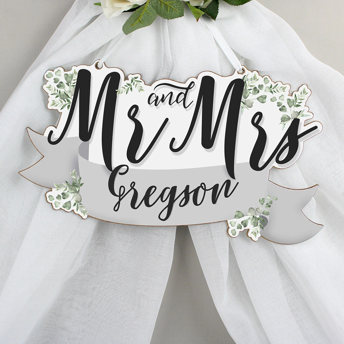 Personalised ‘Mr & Mrs’ Wooden Hanging Decoration 6 Personalised ‘Mr & Mrs’ Wooden Hanging Decoration - Image 4