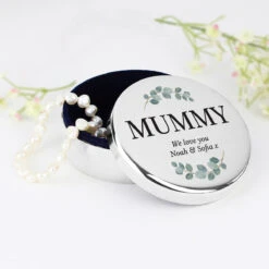 Personalised Botanical Round Trinket Box -Campusgifts Shop p1004a12 personalised botanical round trinket box 2