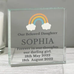 Rainbow Memorial Large Crystal Token -Campusgifts Shop p1007e01 personalised rainbow memorial large crystal token 2