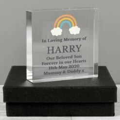 Rainbow Memorial Large Crystal Token -Campusgifts Shop p1007e01 personalised rainbow memorial large crystal token 3