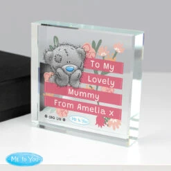 Me To You Personalised Floral Large Crystal Token -Campusgifts Shop p1007e11 personalised me to you floral large crystal token 2