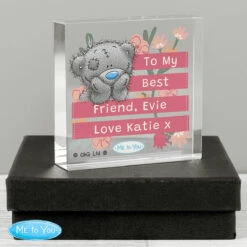 Me To You Personalised Floral Large Crystal Token -Campusgifts Shop p1007e11 personalised me to you floral large crystal token 3