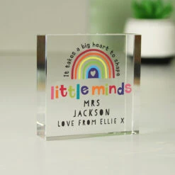 Personalised Teacher ‘Shape Little Minds’ Crystal Token -Campusgifts Shop p1007e27