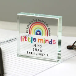 Personalised Teacher ‘Shape Little Minds’ Crystal Token -Campusgifts Shop p1007e27 5