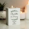 Personalised Botanical White Wooden Tealight Holder -Campusgifts Shop p1011f34