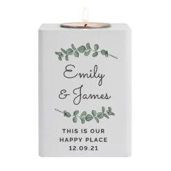 Personalised Botanical White Wooden Tealight Holder -Campusgifts Shop p1011f34 4