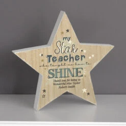 Personalised ‘My Star Teacher’ Rustic Wooden Star Decoration -Campusgifts Shop p1011f71 3