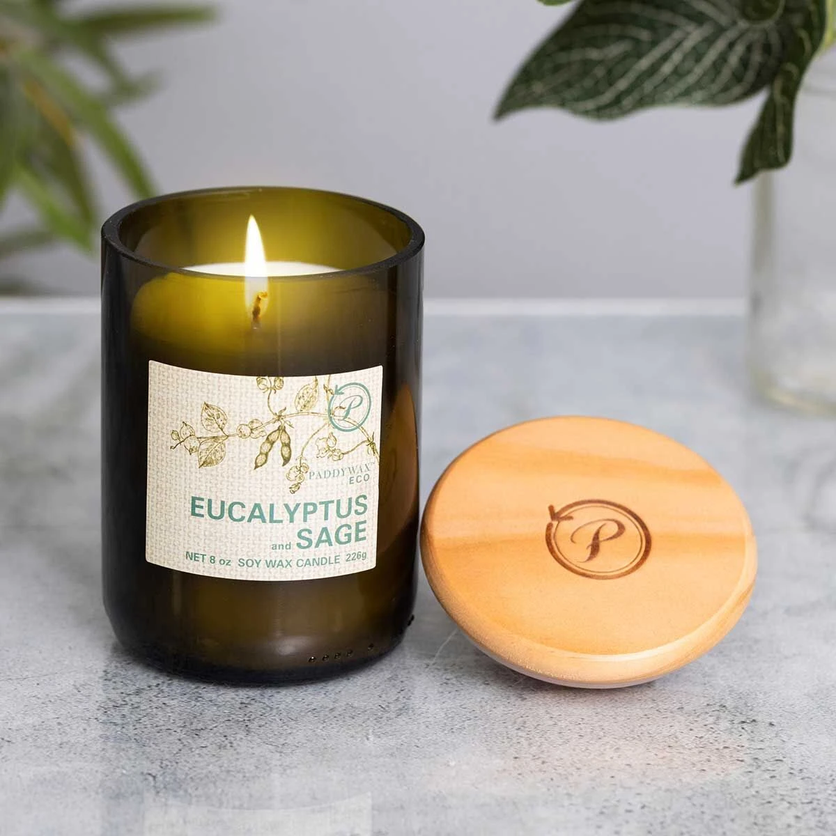 Paddywax Eco 226g Eucalyptus And Sage Green Recycled Glass Soy Candle 4 Paddywax Eco 226g Eucalyptus And Sage Green Recycled Glass Soy Candle - Image 2