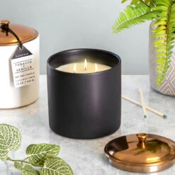 Paddywax Hygge 425g 3 Wick Bergamot & Mahogany Black Ceramic Soy Candle -Campusgifts Shop paddywax hy1503eu large hygge candle lifestyle