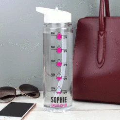 Personalised Pink ‘Hydration Tracker’ Water Bottle -Campusgifts Shop personalised memento company p103214 personalised pink hydration tracker water bottle 3