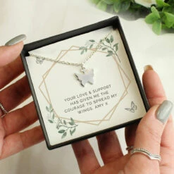 Personalised Botanical Sentiment Butterfly Necklace -Campusgifts Shop pmc personalised p0102z23 botanical sentiment butterfly 2