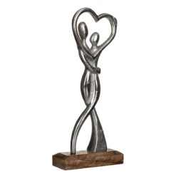 Transomnia Silver Metal Dancing Couple On Wooden Base Decoration 7 Transomnia Silver Metal Dancing Couple On Wooden Base Decoration -Campusgifts Shop transomnia decc705 dancing couple with heart on wooden base 2
