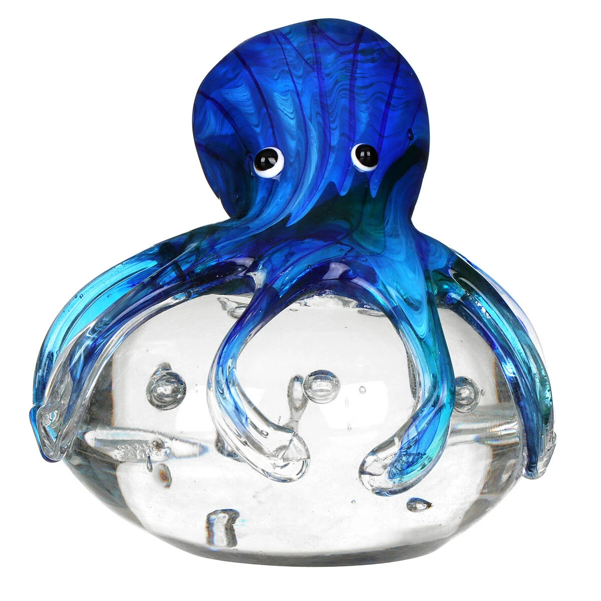 Widdop & Co Objets D’Art Blue Octopus On Rock Glass Figurine 4 Widdop & Co Objets D’Art Blue Octopus On Rock Glass Figurine - Image 2