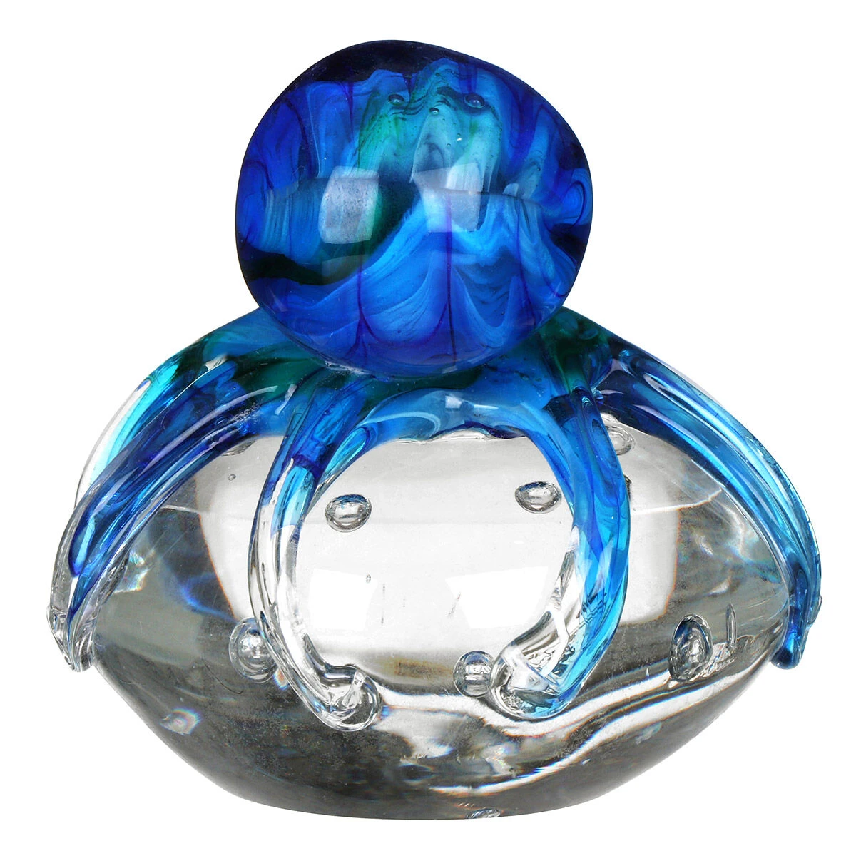 Widdop & Co Objets D’Art Blue Octopus On Rock Glass Figurine 5 Widdop & Co Objets D’Art Blue Octopus On Rock Glass Figurine - Image 3