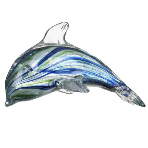 Widdop & Co Objets D’Art Blue & Green Dolphin Glass Figurine -Campusgifts Shop widdop co 60294 objets d art blue and green dolphin glass figurine